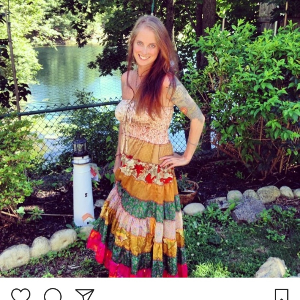 Gracia Bohemian 100% Silk Maxi Dress (Sized Large)